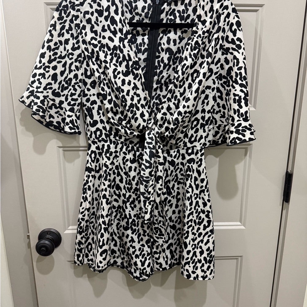 SHEIN Black and White Leopard Print Shorts